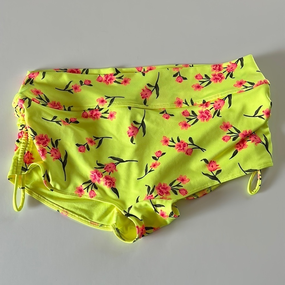 Pink floral neon bikini shorts